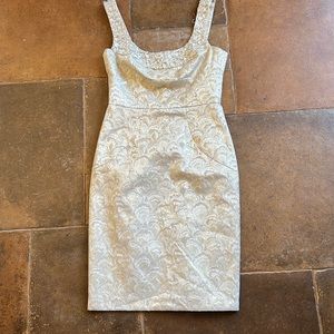 Maggy London Gold Swirl Beaded Dress Size 4 Graduation Wedding